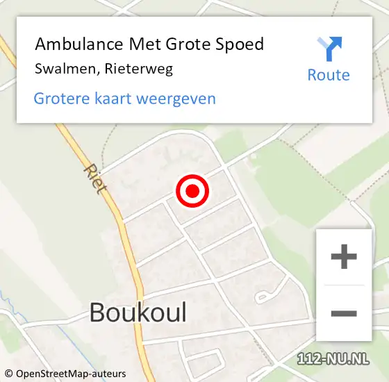 Locatie op kaart van de 112 melding: Ambulance Met Grote Spoed Naar Swalmen, Rieterweg op 20 april 2022 14:27