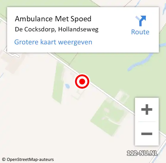 Locatie op kaart van de 112 melding: Ambulance Met Spoed Naar De Cocksdorp, Hollandseweg op 20 april 2022 14:55