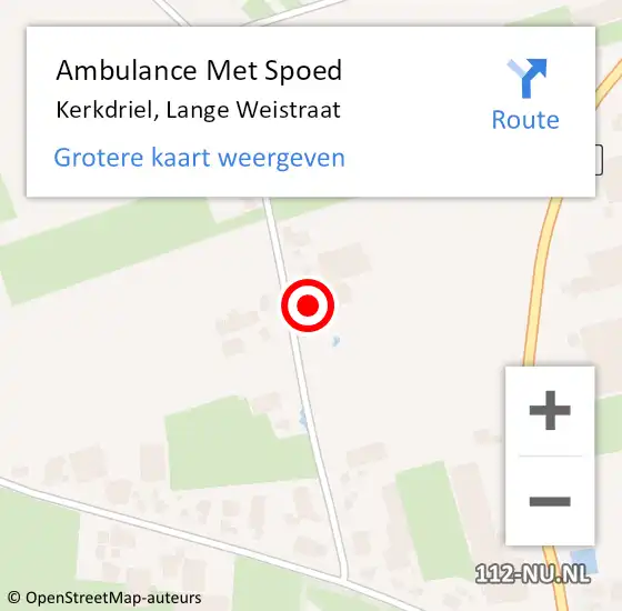 Locatie op kaart van de 112 melding: Ambulance Met Spoed Naar Kerkdriel, Lange Weistraat op 20 april 2022 14:55
