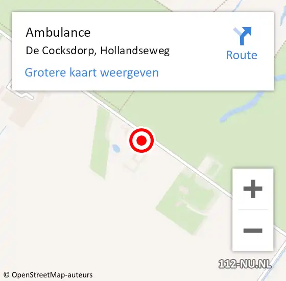 Locatie op kaart van de 112 melding: Ambulance De Cocksdorp, Hollandseweg op 20 april 2022 14:59