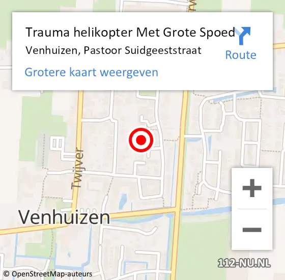 Locatie op kaart van de 112 melding: Trauma helikopter Met Grote Spoed Naar Venhuizen, Pastoor Suidgeeststraat op 20 april 2022 15:01