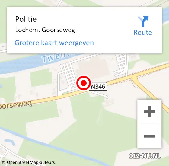 Locatie op kaart van de 112 melding: Politie Lochem, Goorseweg op 20 april 2022 15:44