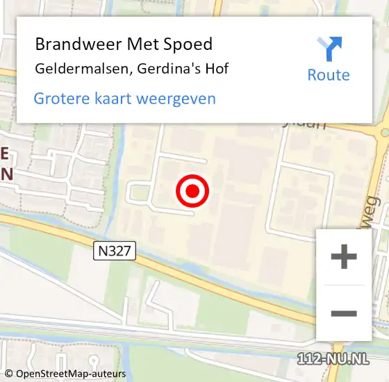 Locatie op kaart van de 112 melding: Brandweer Met Spoed Naar Geldermalsen, Gerdina's Hof op 20 april 2022 15:44