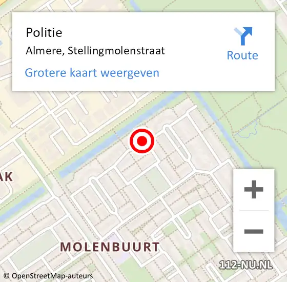 Locatie op kaart van de 112 melding: Politie Almere, Stellingmolenstraat op 20 april 2022 15:47