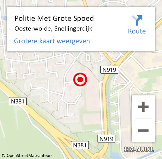 Locatie op kaart van de 112 melding: Politie Met Grote Spoed Naar Oosterwolde, Snellingerdijk op 20 april 2022 15:57