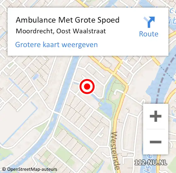 Locatie op kaart van de 112 melding: Ambulance Met Grote Spoed Naar Moordrecht, Oost Waalstraat op 20 april 2022 16:15