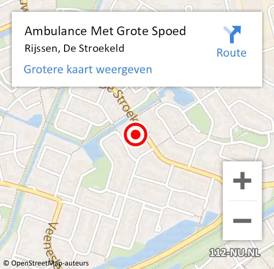 Locatie op kaart van de 112 melding: Ambulance Met Grote Spoed Naar Rijssen, De Stroekeld op 20 april 2022 16:17