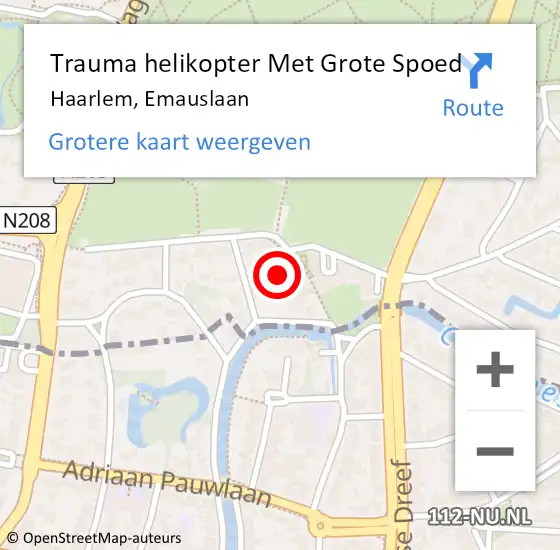 Locatie op kaart van de 112 melding: Trauma helikopter Met Grote Spoed Naar Haarlem, Emauslaan op 20 april 2022 16:19