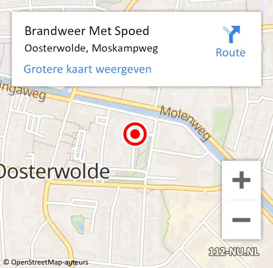 Locatie op kaart van de 112 melding: Brandweer Met Spoed Naar Oosterwolde, Moskampweg op 20 april 2022 16:21