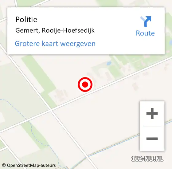 Locatie op kaart van de 112 melding: Politie Gemert, Rooije-Hoefsedijk op 20 april 2022 16:23