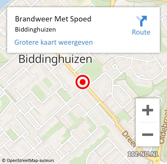 Locatie op kaart van de 112 melding: Brandweer Met Spoed Naar Biddinghuizen op 20 april 2022 16:31