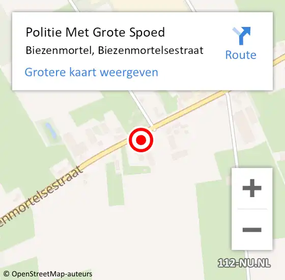 Locatie op kaart van de 112 melding: Politie Met Grote Spoed Naar Biezenmortel, Biezenmortelsestraat op 20 april 2022 16:33