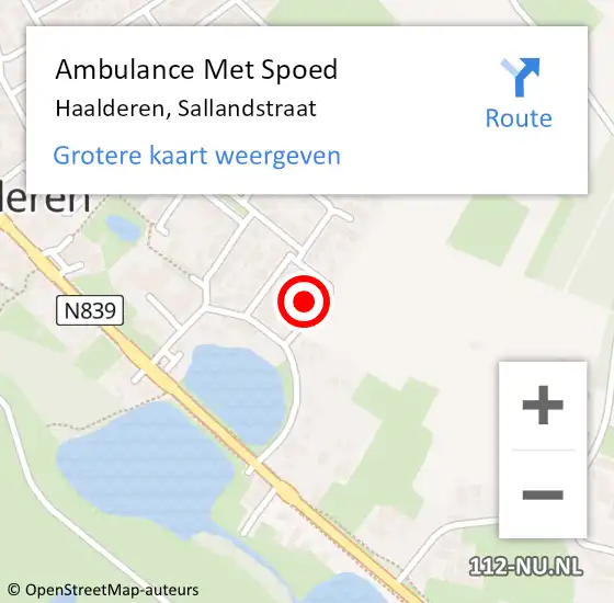 Locatie op kaart van de 112 melding: Ambulance Met Spoed Naar Haalderen, Sallandstraat op 20 april 2022 16:43