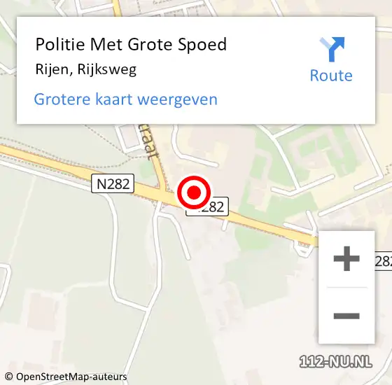 Locatie op kaart van de 112 melding: Politie Met Grote Spoed Naar Rijen, Rijksweg op 20 april 2022 16:58