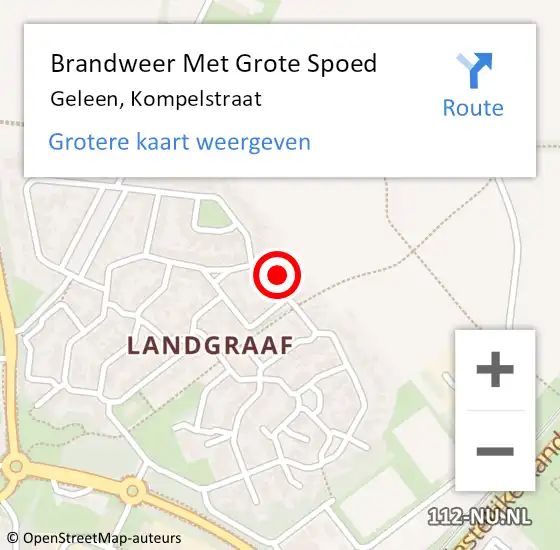 Locatie op kaart van de 112 melding: Brandweer Met Grote Spoed Naar Geleen, Kompelstraat op 20 april 2022 17:15