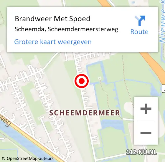 Locatie op kaart van de 112 melding: Brandweer Met Spoed Naar Scheemda, Scheemdermeersterweg op 20 april 2022 17:34