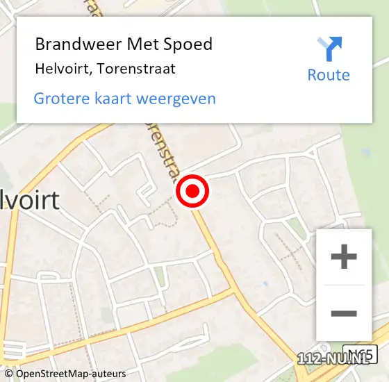 Locatie op kaart van de 112 melding: Brandweer Met Spoed Naar Helvoirt, Torenstraat op 20 april 2022 17:48