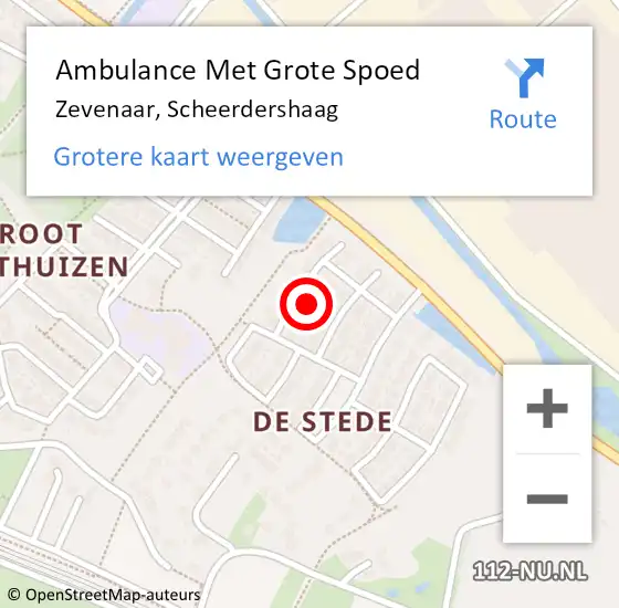 Locatie op kaart van de 112 melding: Ambulance Met Grote Spoed Naar Zevenaar, Scheerdershaag op 20 april 2022 18:29