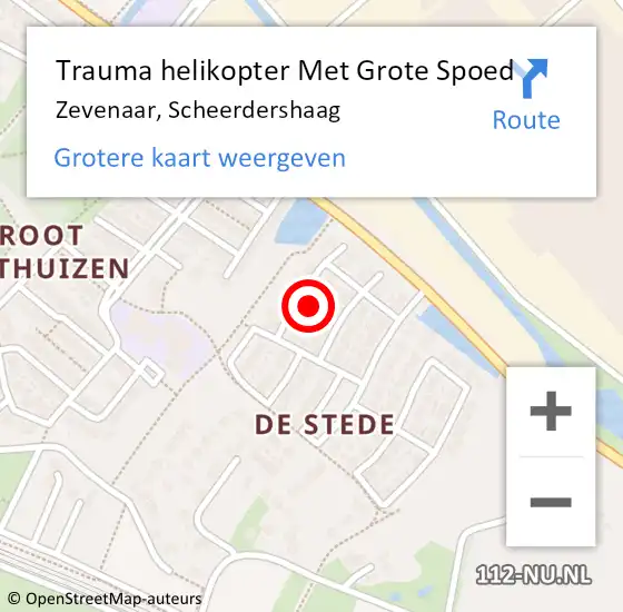 Locatie op kaart van de 112 melding: Trauma helikopter Met Grote Spoed Naar Zevenaar, Scheerdershaag op 20 april 2022 18:32