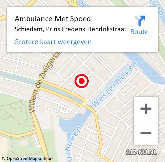 Locatie op kaart van de 112 melding: Ambulance Met Spoed Naar Schiedam, Prins Frederik Hendrikstraat op 20 april 2022 18:54