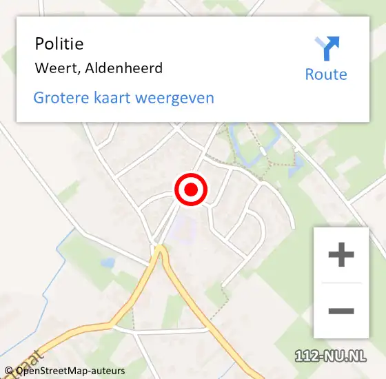 Locatie op kaart van de 112 melding: Politie Weert, Aldenheerd op 20 april 2022 19:01