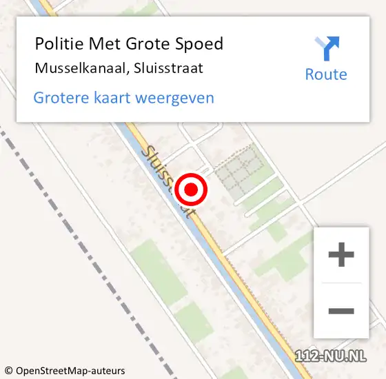 Locatie op kaart van de 112 melding: Politie Met Grote Spoed Naar Musselkanaal, Sluisstraat op 20 april 2022 19:06