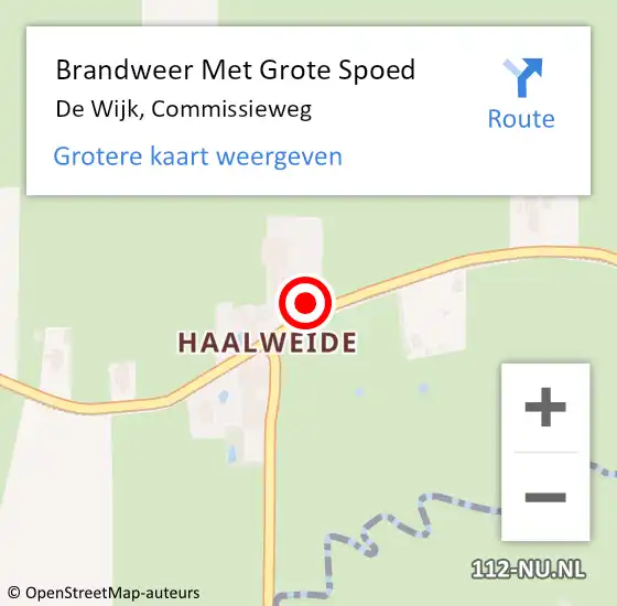 Locatie op kaart van de 112 melding: Brandweer Met Grote Spoed Naar De Wijk, Commissieweg op 20 april 2022 19:11