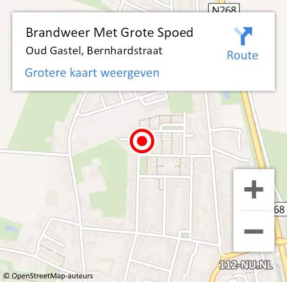 Locatie op kaart van de 112 melding: Brandweer Met Grote Spoed Naar Oud Gastel, Bernhardstraat op 20 april 2022 19:36