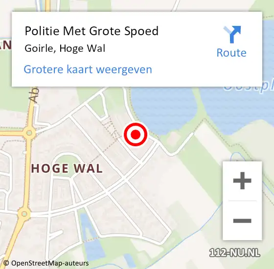 Locatie op kaart van de 112 melding: Politie Met Grote Spoed Naar Goirle, Hoge Wal op 20 april 2022 19:56