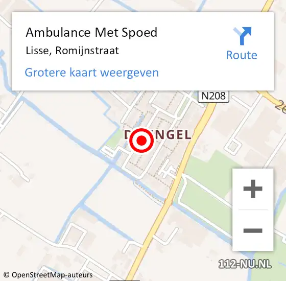 Locatie op kaart van de 112 melding: Ambulance Met Spoed Naar Lisse, Romijnstraat op 20 april 2022 20:05