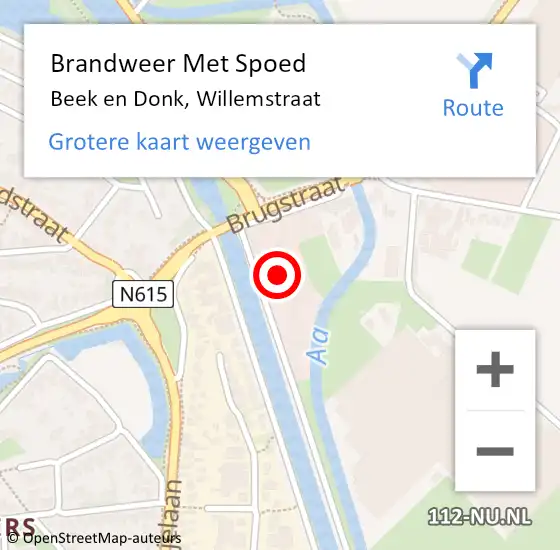 Locatie op kaart van de 112 melding: Brandweer Met Spoed Naar Beek en Donk, Willemstraat op 20 april 2022 20:20