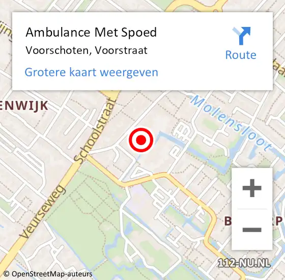 Locatie op kaart van de 112 melding: Ambulance Met Spoed Naar Voorschoten, Voorstraat op 20 april 2022 20:55