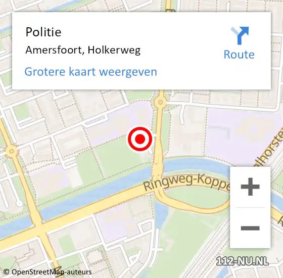Locatie op kaart van de 112 melding: Politie Amersfoort, Holkerweg op 20 april 2022 20:56