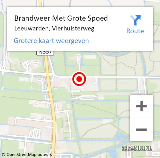 Locatie op kaart van de 112 melding: Brandweer Met Grote Spoed Naar Leeuwarden, Vierhuisterweg op 20 april 2022 21:01