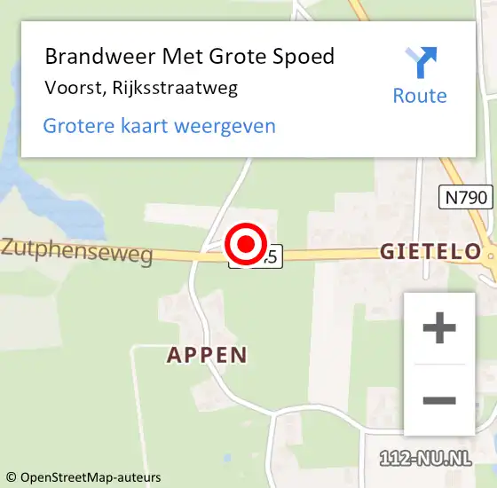 Locatie op kaart van de 112 melding: Brandweer Met Grote Spoed Naar Voorst, Rijksstraatweg op 8 oktober 2013 11:16