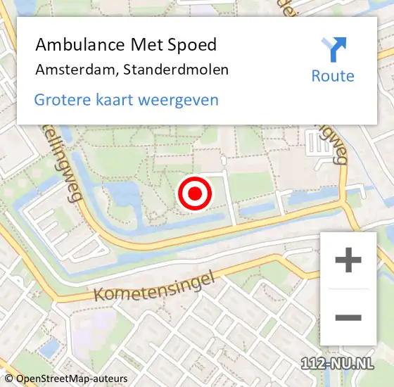 Locatie op kaart van de 112 melding: Ambulance Met Spoed Naar Amsterdam, Standerdmolen op 20 april 2022 21:09