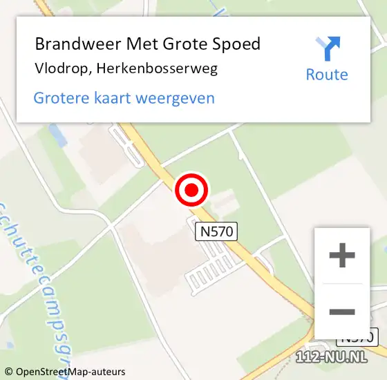 Locatie op kaart van de 112 melding: Brandweer Met Grote Spoed Naar Vlodrop, Herkenbosserweg op 20 april 2022 21:24