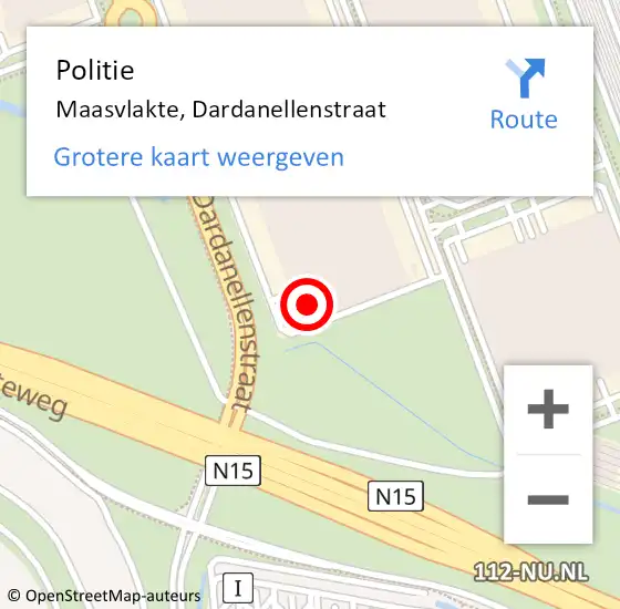 Locatie op kaart van de 112 melding: Politie Maasvlakte, Dardanellenstraat op 20 april 2022 21:33