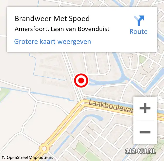 Locatie op kaart van de 112 melding: Brandweer Met Spoed Naar Amersfoort, Laan van Bovenduist op 20 april 2022 21:48