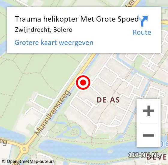 Locatie op kaart van de 112 melding: Trauma helikopter Met Grote Spoed Naar Zwijndrecht, Bolero op 20 april 2022 21:56