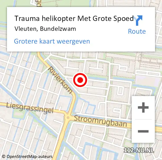 Locatie op kaart van de 112 melding: Trauma helikopter Met Grote Spoed Naar Vleuten, Bundelzwam op 20 april 2022 22:30