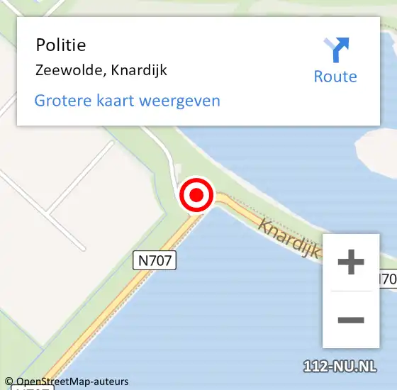 Locatie op kaart van de 112 melding: Politie Zeewolde, Knardijk op 20 april 2022 23:07