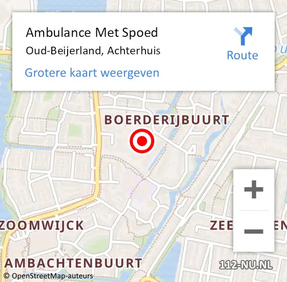 Locatie op kaart van de 112 melding: Ambulance Met Spoed Naar Oud-Beijerland, Achterhuis op 20 april 2022 23:21