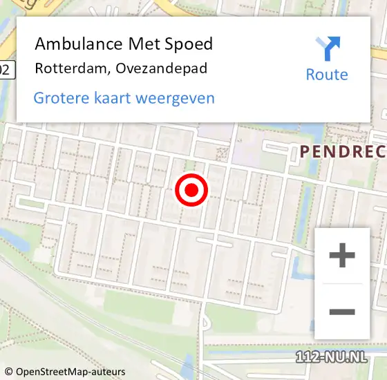 Locatie op kaart van de 112 melding: Ambulance Met Spoed Naar Rotterdam, Ovezandepad op 20 april 2022 23:25