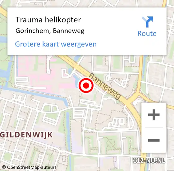 Locatie op kaart van de 112 melding: Trauma helikopter Gorinchem, Banneweg op 20 april 2022 23:32