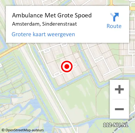 Locatie op kaart van de 112 melding: Ambulance Met Grote Spoed Naar Amsterdam-Zuidoost, Sinderenstraat op 21 april 2022 00:18