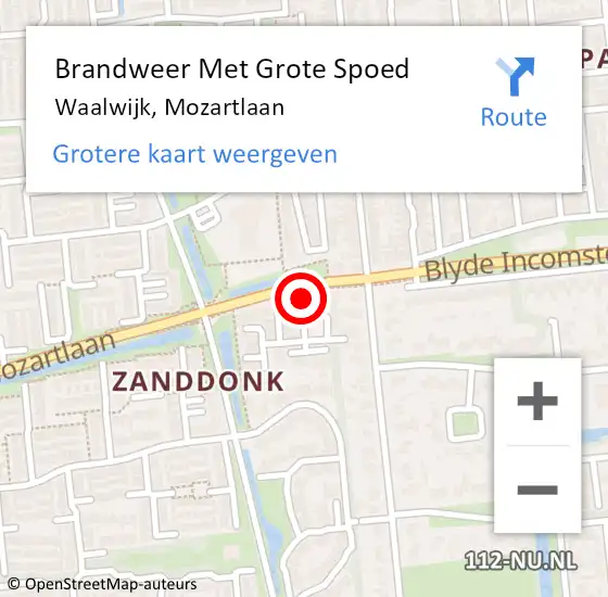 Locatie op kaart van de 112 melding: Brandweer Met Grote Spoed Naar Waalwijk, Mozartlaan op 21 april 2022 00:44