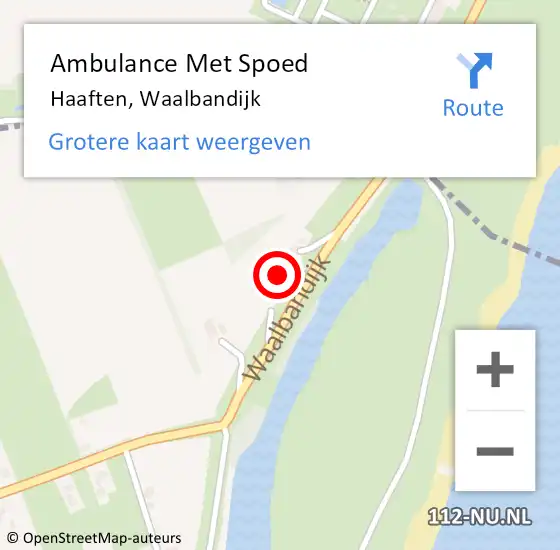 Locatie op kaart van de 112 melding: Ambulance Met Spoed Naar Haaften, Waalbandijk op 21 april 2022 01:33