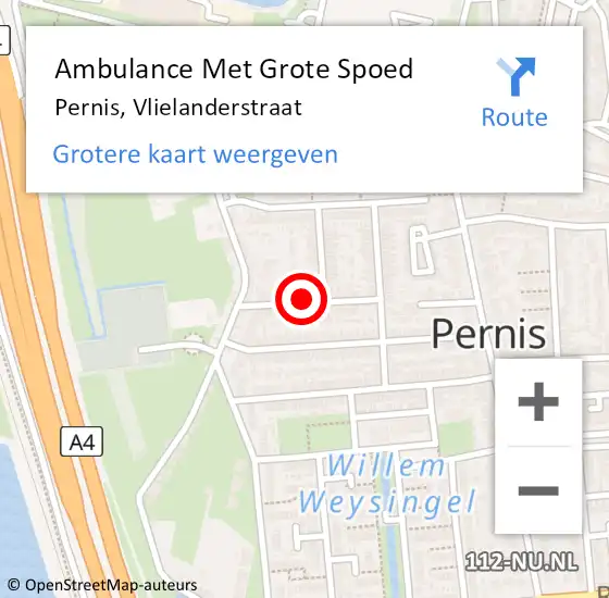 Locatie op kaart van de 112 melding: Ambulance Met Grote Spoed Naar Pernis, Vlielanderstraat op 21 april 2022 01:42