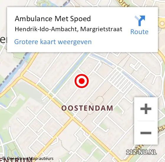 Locatie op kaart van de 112 melding: Ambulance Met Spoed Naar Hendrik-Ido-Ambacht, Margrietstraat op 21 april 2022 03:04